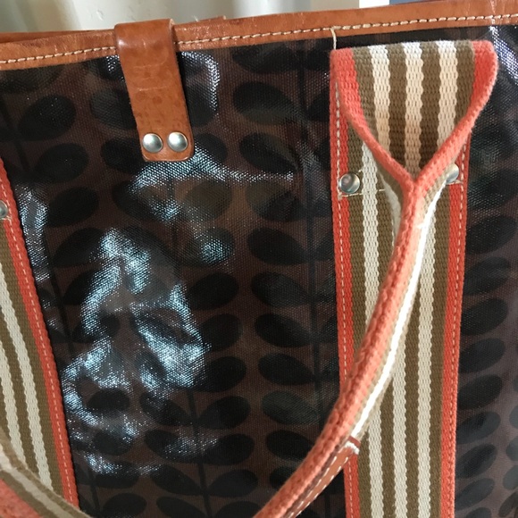 Orla Kiely Brown and Orange Tote Bag - Picture 6 of 7